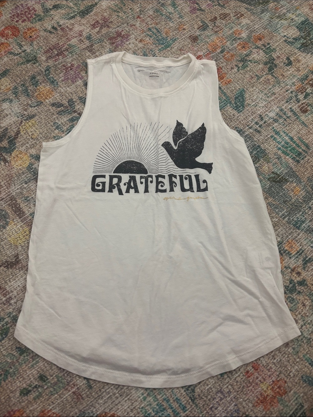 Spiritual Gangster White "Grateful" Graphic Muscle Tank